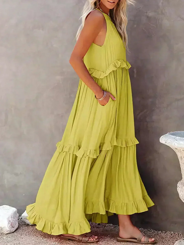 Sarah | Robe Maxi Volant Halter (Presque épuisé)